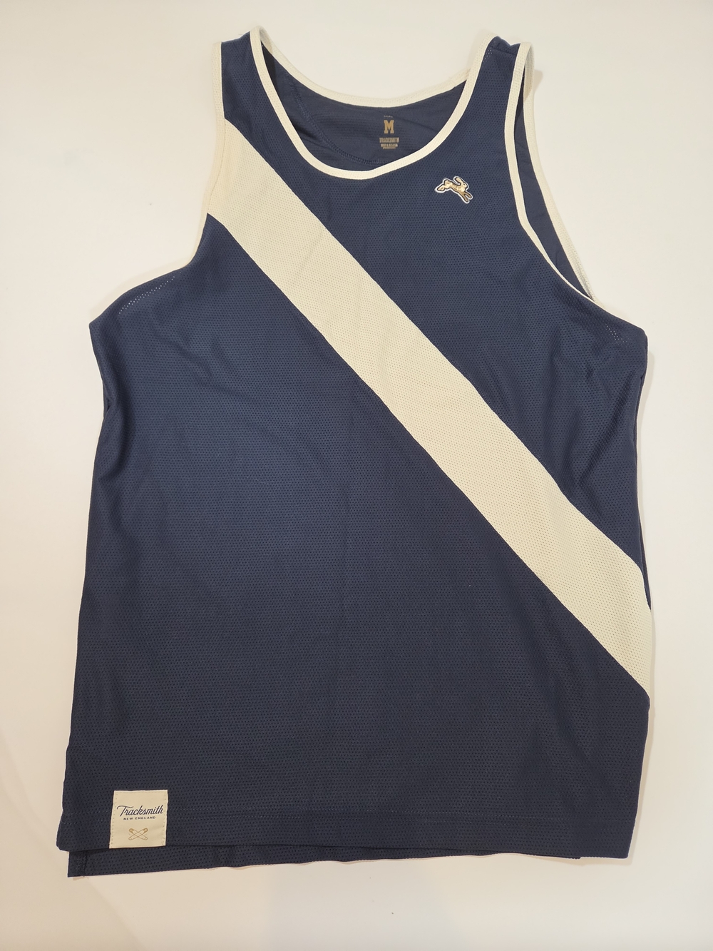 Tracksmith Navy and White Van Courtland Singlet Size M